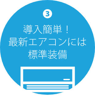 導入簡単！最新エアコンには標準装備